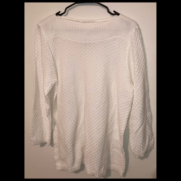 Croft & Barrow Waffle Knit Classic White Sweater - Picture 9 of 9